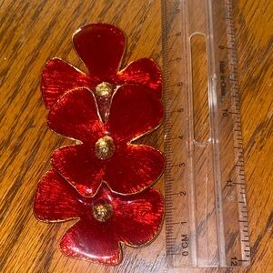 Elegant Red Floral Brooch